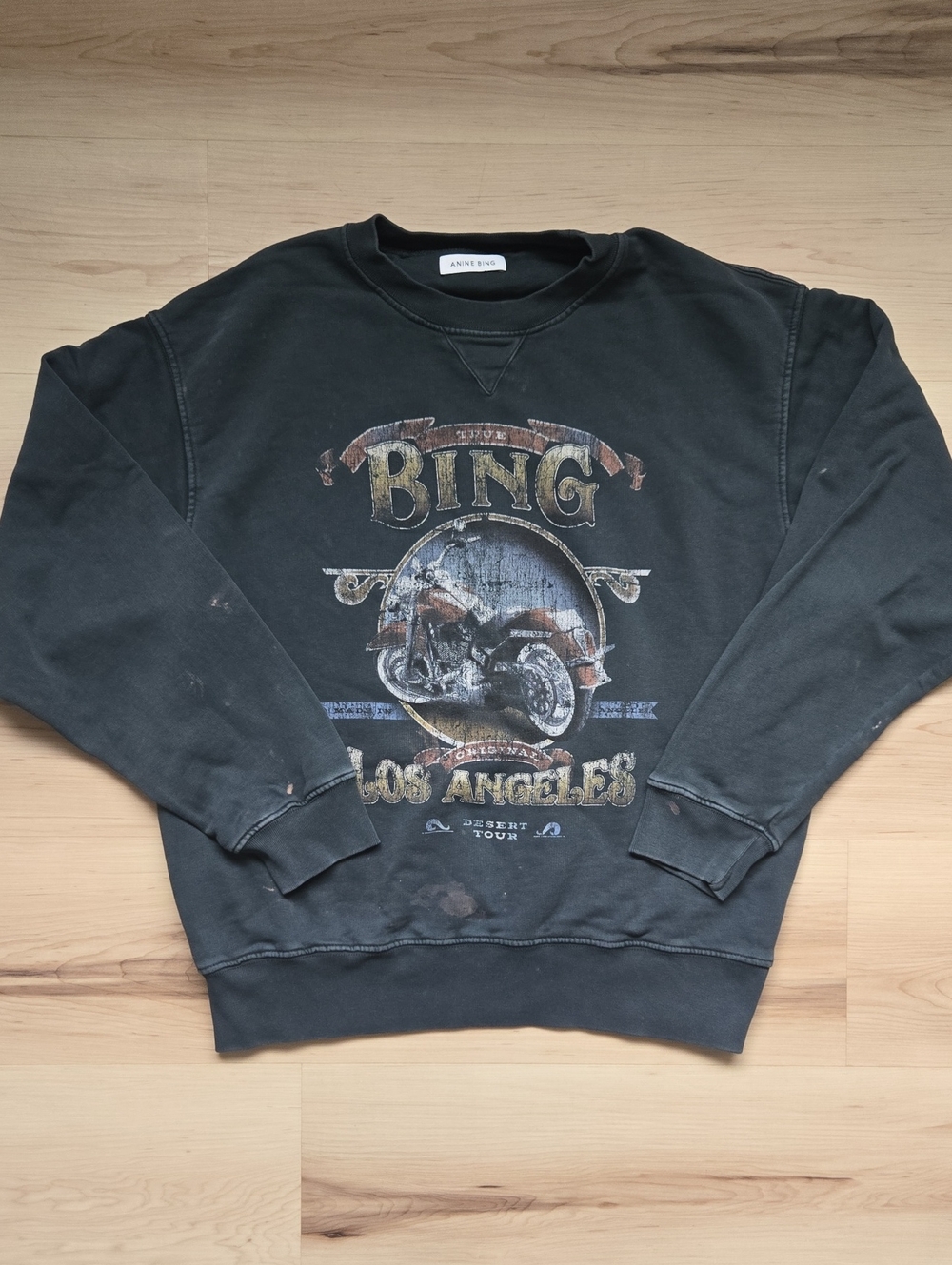 Anine Bing Ramona Biker Graphic Sweatshirt, Size Medium